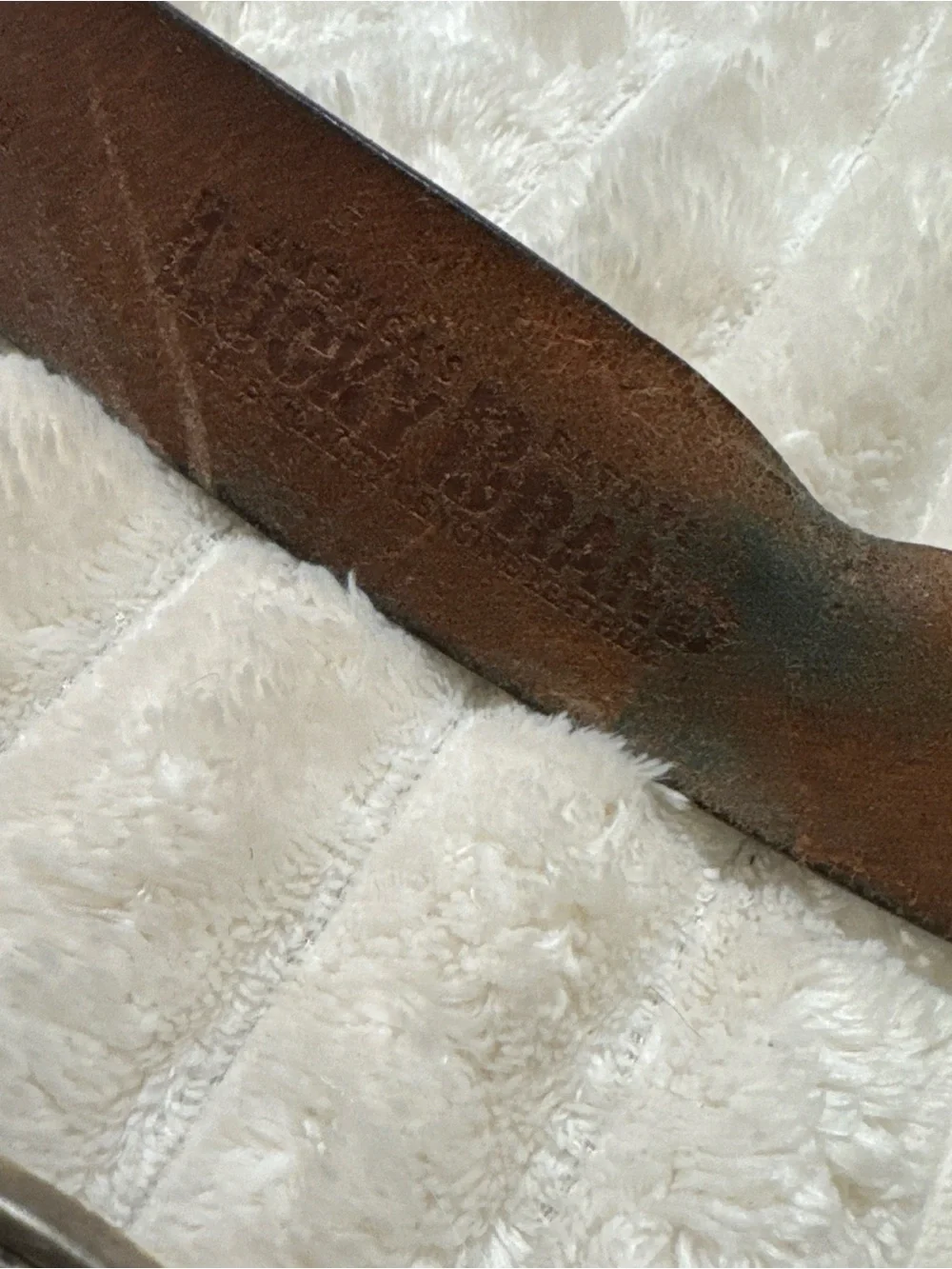 Lucky Brand Brown Leather Belt with Orange and Silver Buckle
